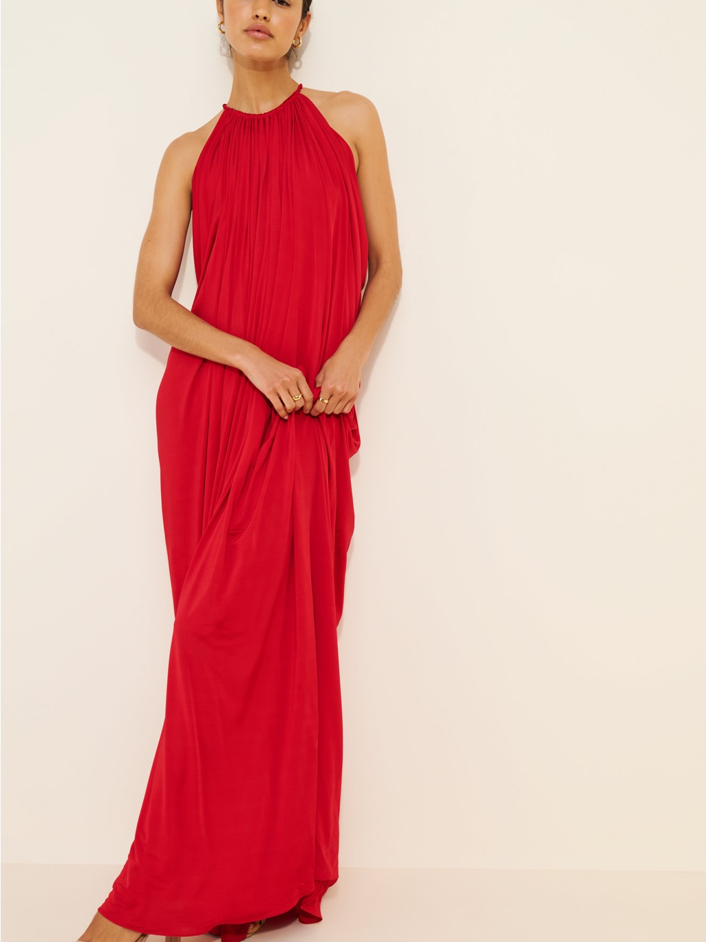 Ronny Kobo Collection Red Halter-Neck Maxi Dress